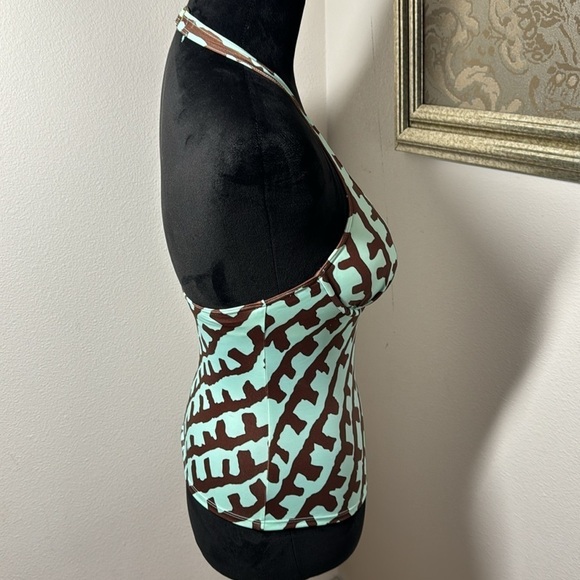 Victoria’s Secret aqua brown halter tankini top Sz‎ 34 B - Picture 3 of 6